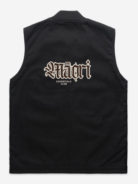 NEW PRE-ORDER MĀORI ESSENTIALS CLUB - EMBROIDED HEAVY DUCK CANVAS VEST 470GSM