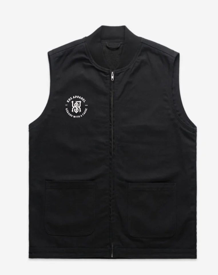 NEW PRE-ORDER MĀORI ESSENTIALS CLUB - EMBROIDED HEAVY DUCK CANVAS VEST 470GSM